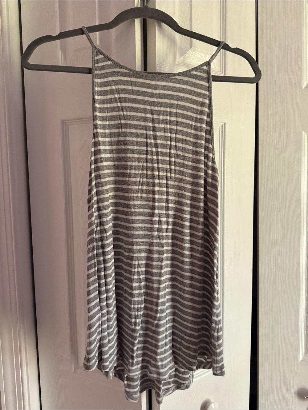 American Eagle Outfitters Gray & White Striped Tank